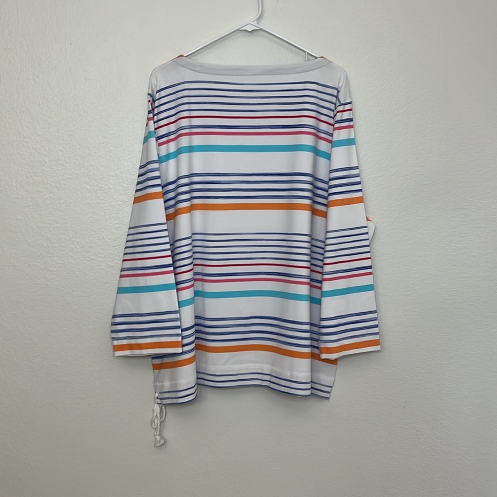 T by Talbots Drawstring Top Stripes - Picture 7 of 7